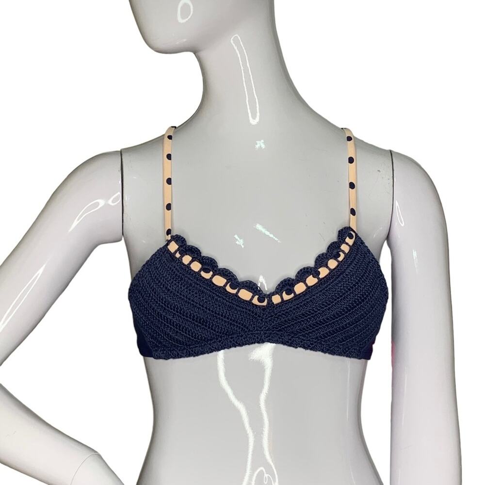 Xhilaration NWT Crochet Scallop Edge Halter Bikini Top Blue Pink Size XS Junior